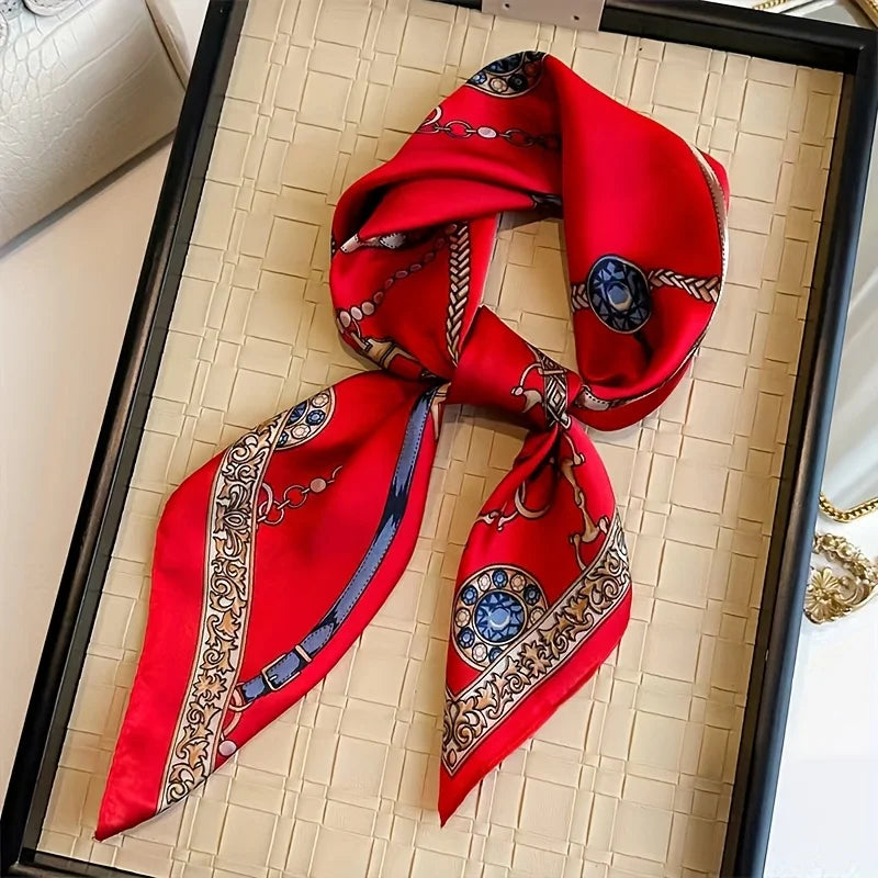 Fashion Leopard Print Silk Hairbands Scarf Women 2024 New Elagant Bandana Neck Kerchief Head Bands Foulard Female Scarfs