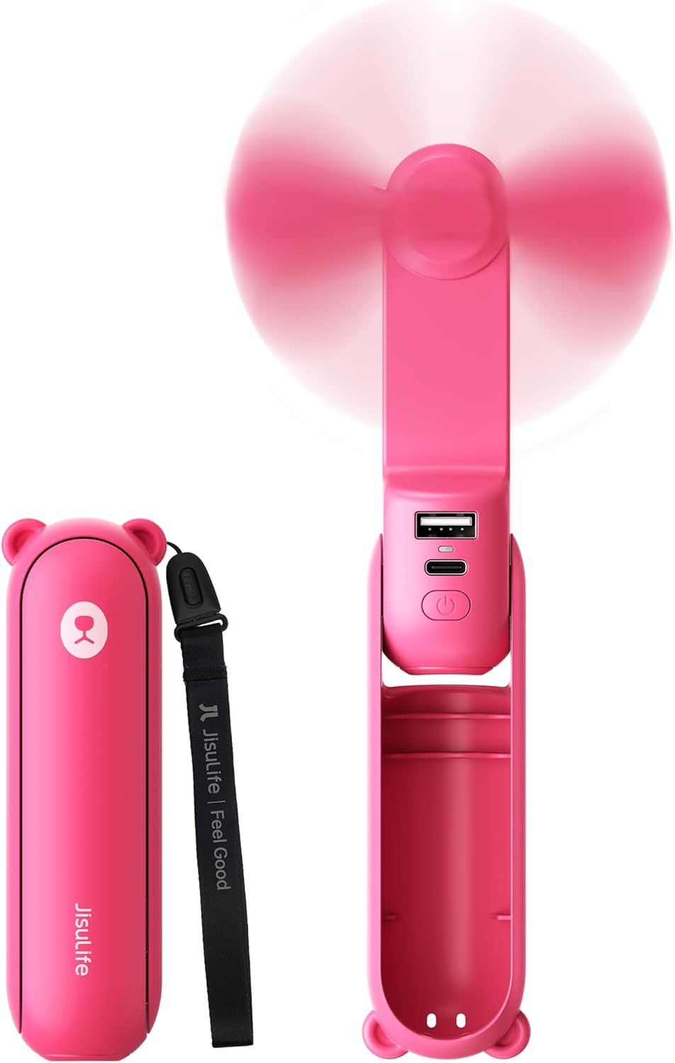 3 in 1 Handheld Mini Fan - Portable Fan & Power Bank & Flashlight, 19H Max Cooling, USB Rechargeable, Pocket-Sized for Travel, Cruise, Concerts, Makeup, 2026 Summer Gifts for Women(Pink)