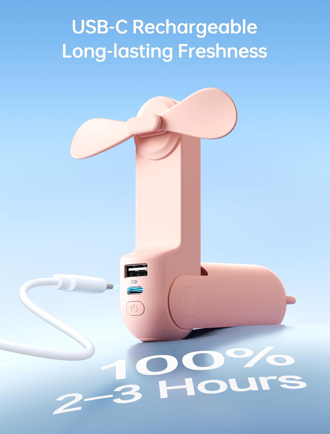 3 in 1 Handheld Mini Fan - Portable Fan & Power Bank & Flashlight, 19H Max Cooling, USB Rechargeable, Pocket-Sized for Travel, Cruise, Concerts, Makeup, 2026 Summer Gifts for Women(Pink)