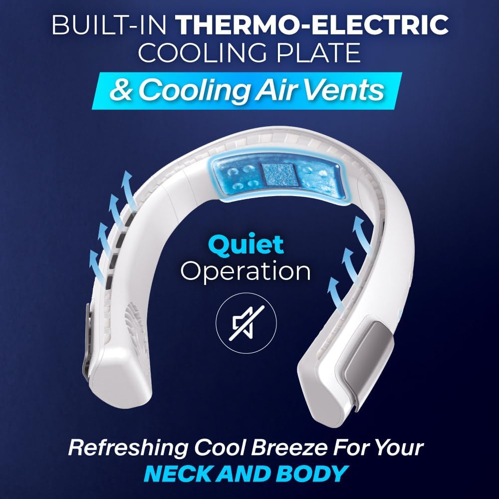 Arctic Air Freedom Touch Neck Fan, 3-Speed Rechargeable Cooling Device, Long-lasting Portable Neck Cooler For Hot Weather