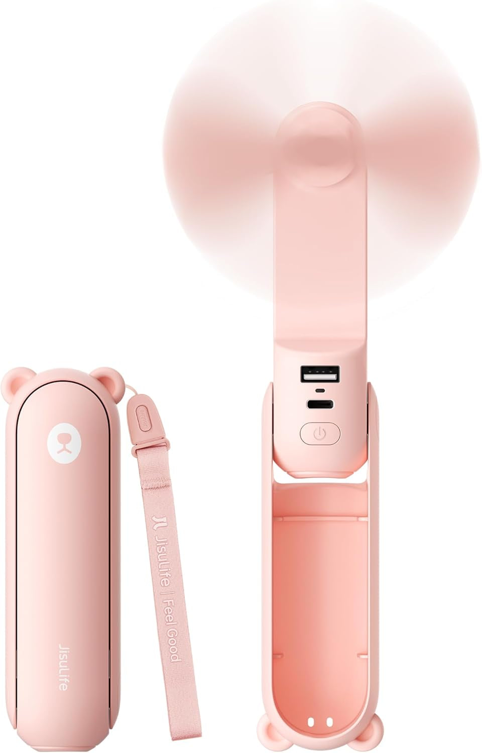 3 in 1 Handheld Mini Fan - Portable Fan & Power Bank & Flashlight, 19H Max Cooling, USB Rechargeable, Pocket-Sized for Travel, Cruise, Concerts, Makeup, 2026 Summer Gifts for Women(Pink)