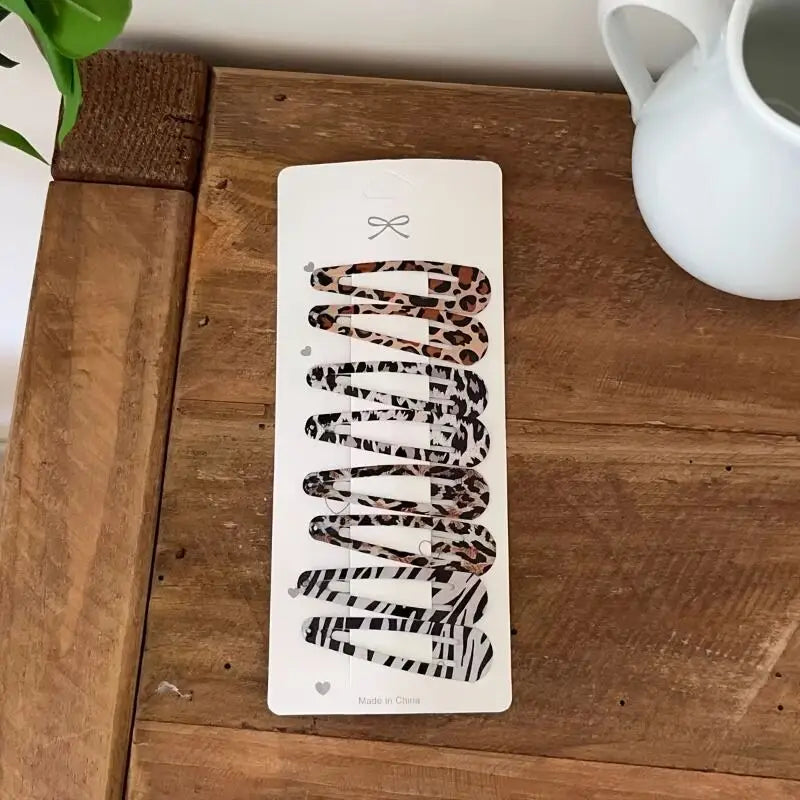 8Pcs/Set Leopard Print Hair Clips for Women Girls Vintage Geometric Star BB Clips Bangs Hairpins Barrettes Hair Accessories Set