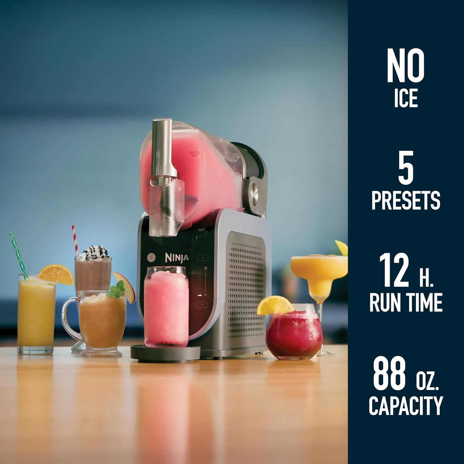 Ninja Slushi Frozen Drink & Slushie Machine with Rapidchill Technology | 88 Oz. Easy Fill Vessel | 5 Preset Programs | Make Margaritas, Frappés, & More | with Dishwasher Safe Parts | Black | FS301