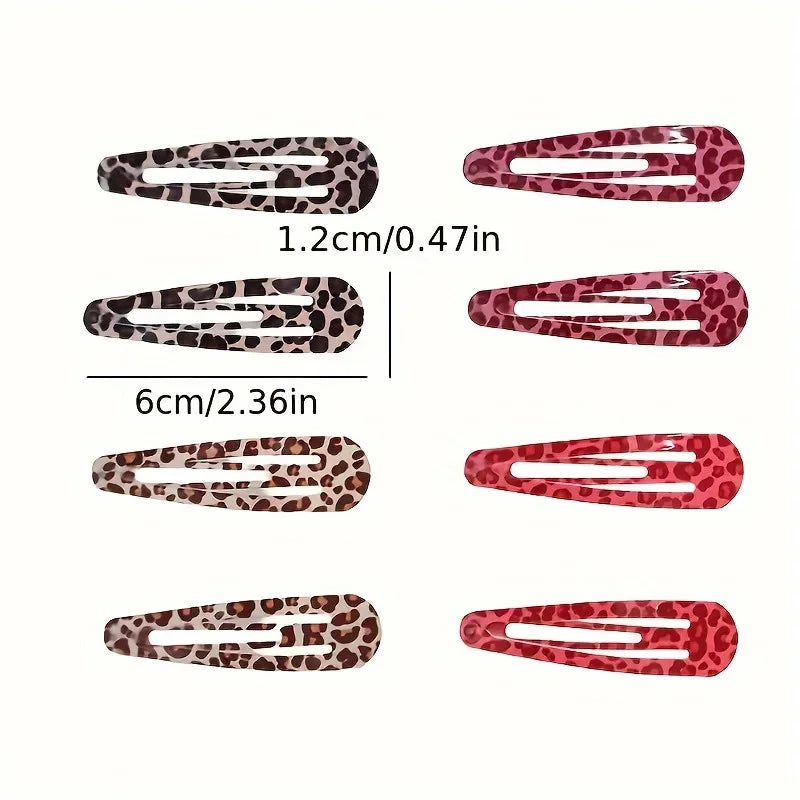 8Pcs/Set Leopard Print Hair Clips for Women Girls Vintage Geometric Star BB Clips Bangs Hairpins Barrettes Hair Accessories Set