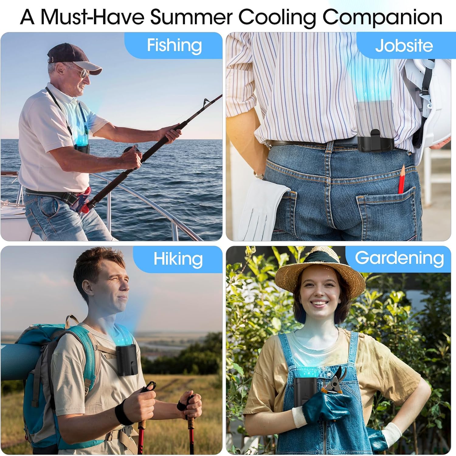 2026 AI Portable Fan Rechargeable, 4-Speed 6600RPM Strong Airflow, Personal Waist Fan with up to 25H of Working Time, Hands-Free Hanging Neck Fan, Wearable Belt Fan for Camping, Outdoor, Jobsite