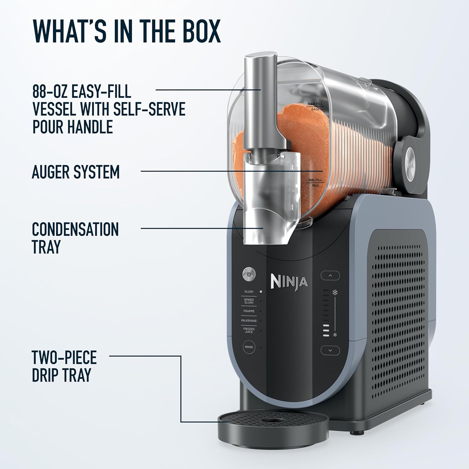 Ninja Slushi Frozen Drink & Slushie Machine with Rapidchill Technology | 88 Oz. Easy Fill Vessel | 5 Preset Programs | Make Margaritas, Frappés, & More | with Dishwasher Safe Parts | Black | FS301