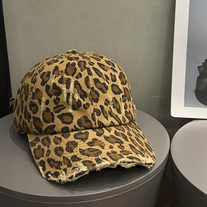 Leopard Print Baseball Cap - Stylish Top Hat for Outdoor Sun Protection 