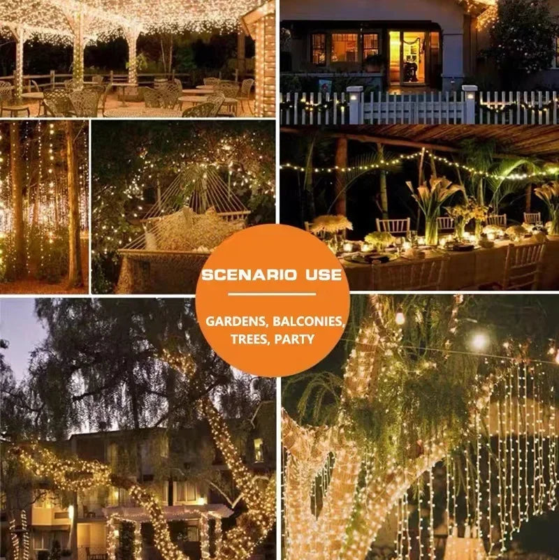 Solar Fairy Light String Outdoor Waterproof LED String Light Garden Tree Decoration Wireless Light String Warm Light Atmosphere