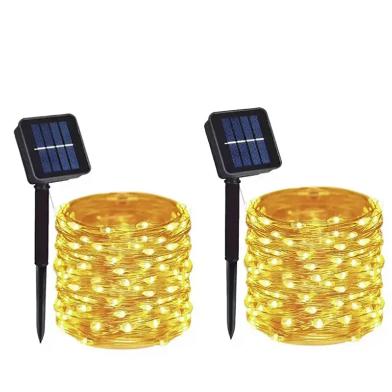 Solar Fairy Light String Outdoor Waterproof LED String Light Garden Tree Decoration Wireless Light String Warm Light Atmosphere