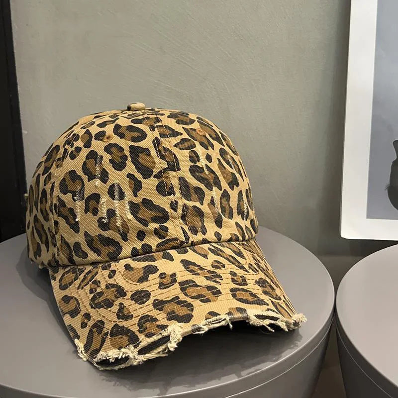 Leopard Print Baseball Cap - Stylish Top Hat for Outdoor Sun Protection 